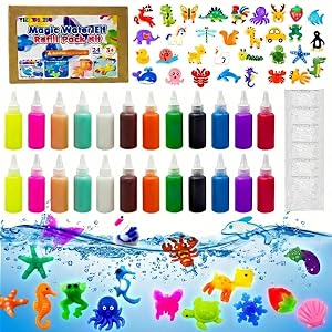 Kit de Recarga de Mascotas Mágicas de Gel DIY para Niños, 24 Botellas y 32 Moldes