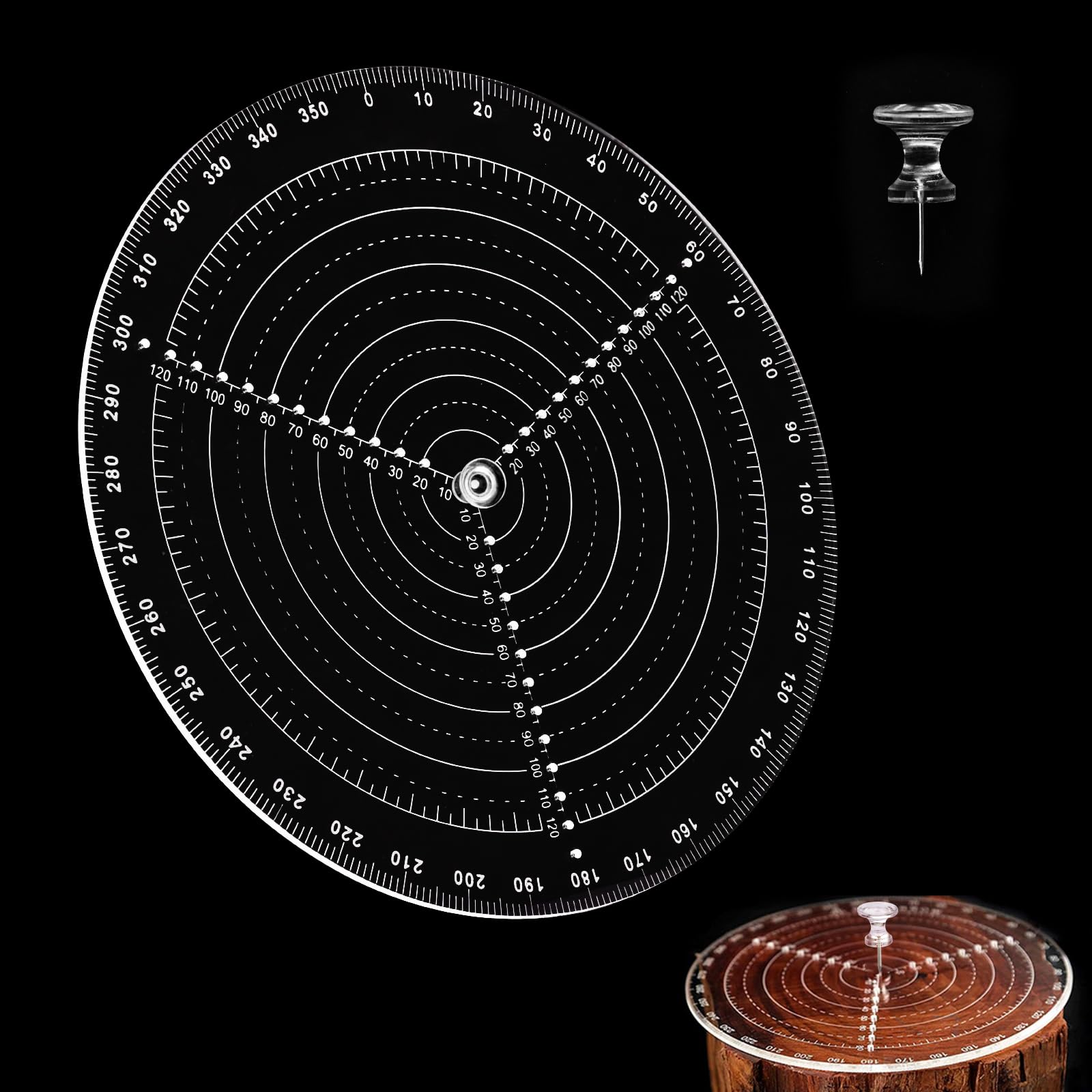 Round Circle Center Finder Compass Tool Round Center Finder Clear Acrylic Lathe Centering Tool Circle Gauge for Drawing Circles for Handicrafts, DIY