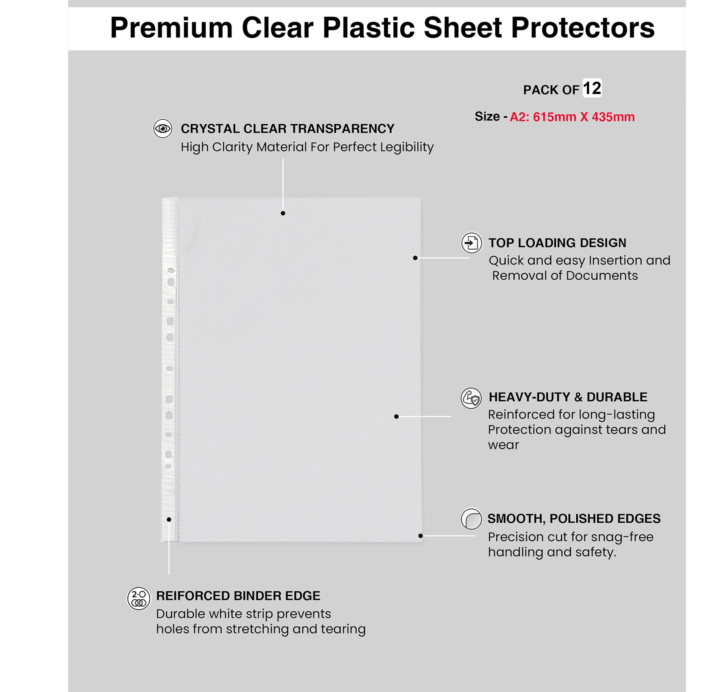 Isomars Transparent Document Sleeves Set of 12 - A2 Size 3