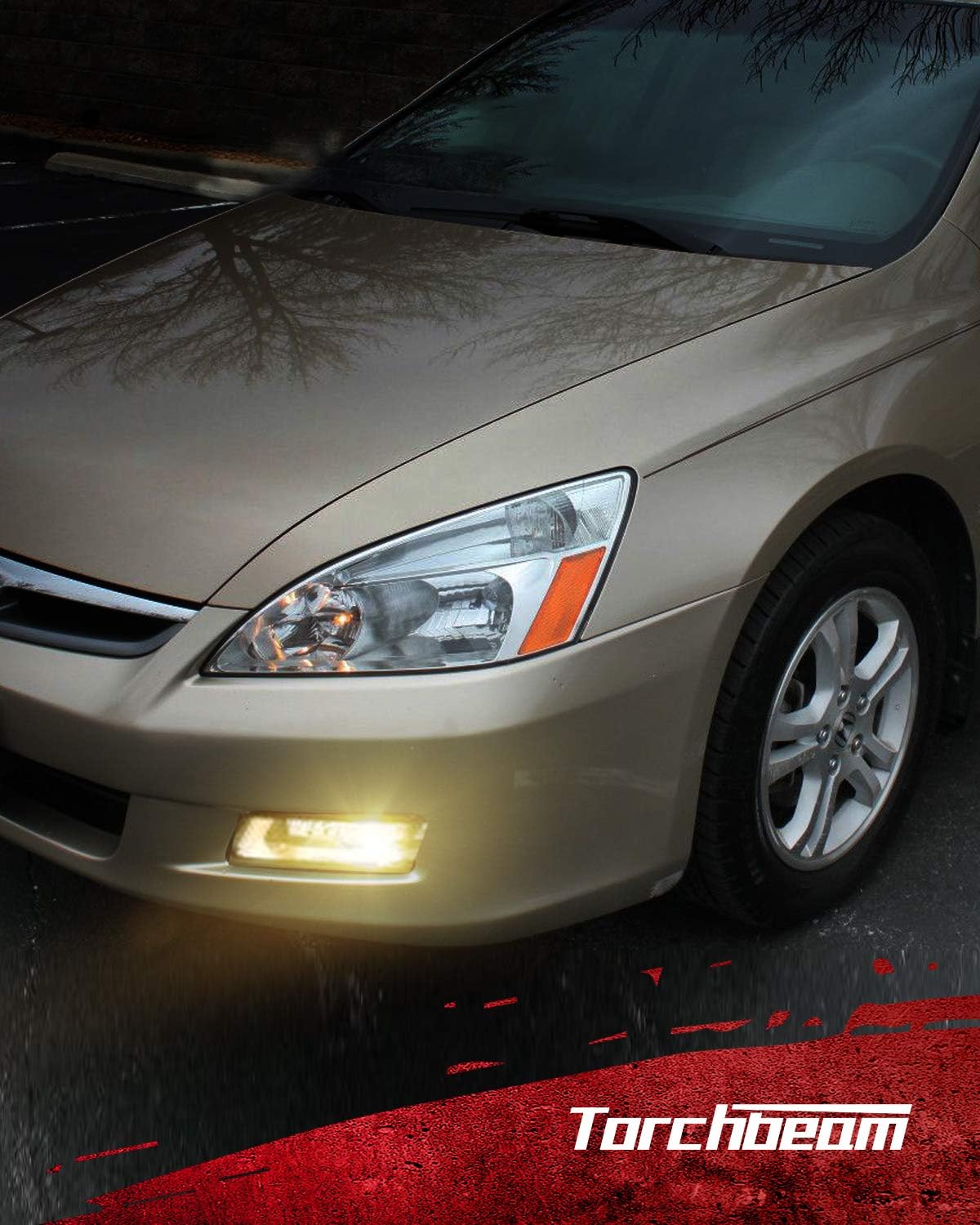 Torchbeam Fog Lights for 2006-2007 Accord 4DR Sedan Models Clear Bumper Driving Fog Light Assembly with H11 12V 55W Halogen Bulbs