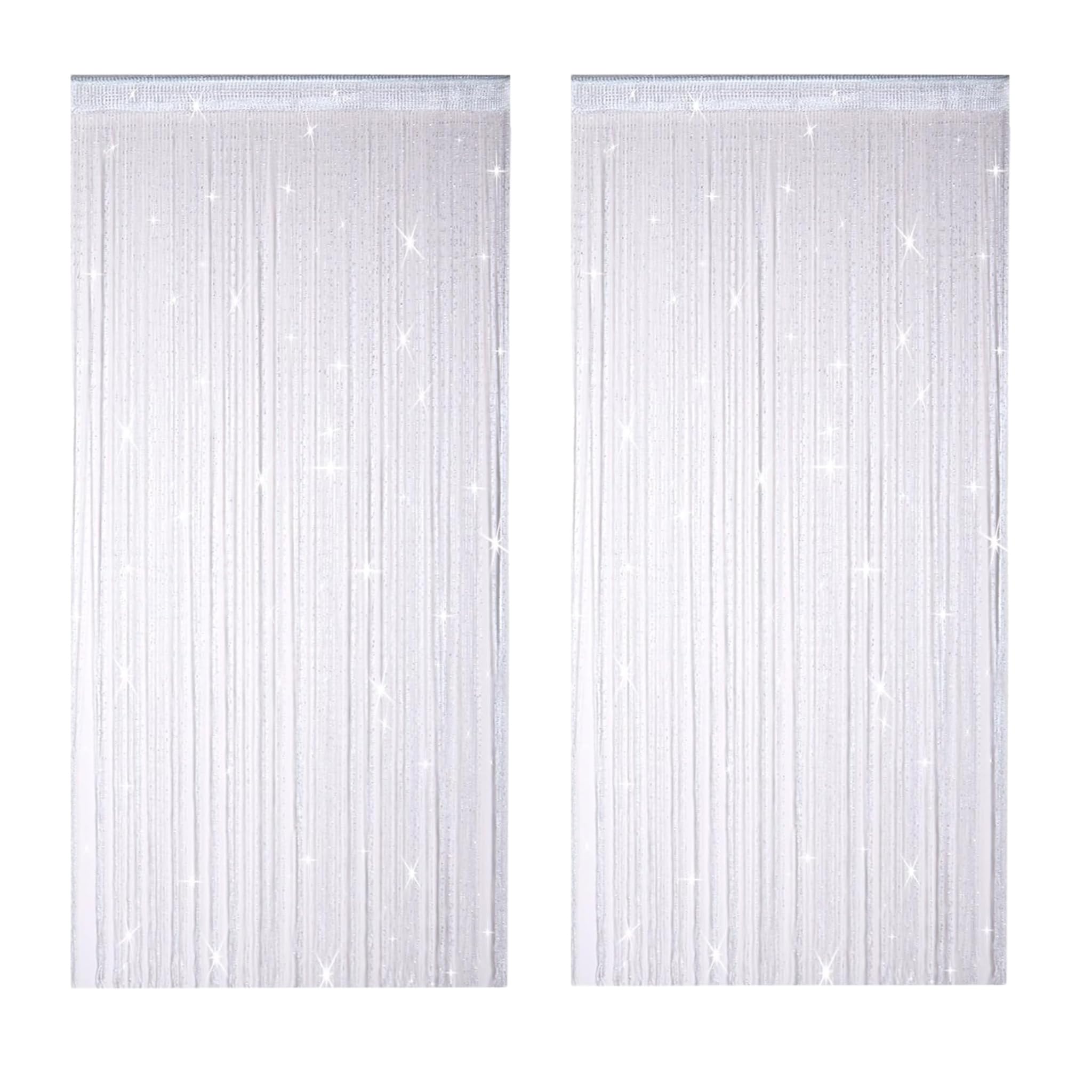QHSXMQ Cortina Puerta 2 Piezas Cortina Puerta Interior 100x200cm Cortina Tras Cortinas Blancas Brillante Cortina de Hilos Antimoscas Cortina de Puerta Decorativa para Sala de Estar Dormitorio Fiestas