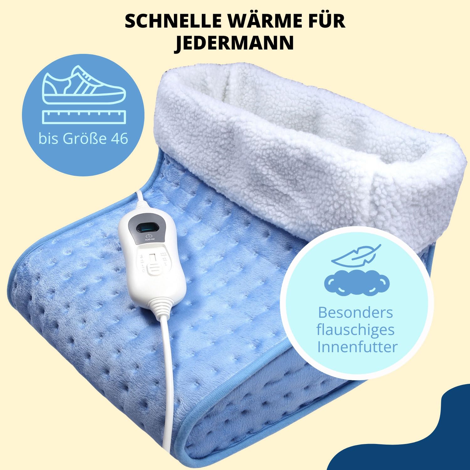 Syntrox Germany Atmungsaktiver Elektrischer Fußwärmer Wasilla, Fußheizung für den Winter,Hausschuhe Schuhe, beheizter Fußwärmer, Massagegerät, Heizung, 100 Watt, Fernbedienung, 3 Temperaturstufen