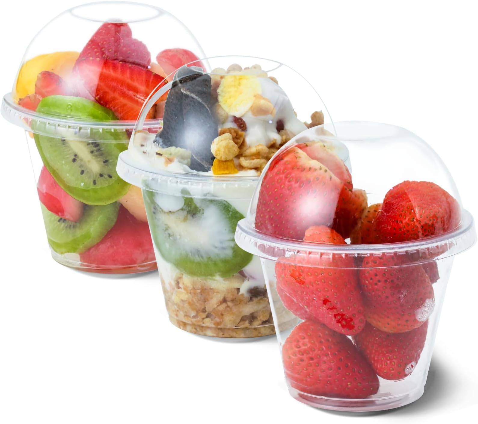 Aatriet 9 oz Clear Plastic Cups with Lids (NO HOLE), 30 Sets Fruit Cups for Party, Disposable Parfait Cup for Dessert, Pudding, Cake, Ice Cream, Cupcake, Snacks