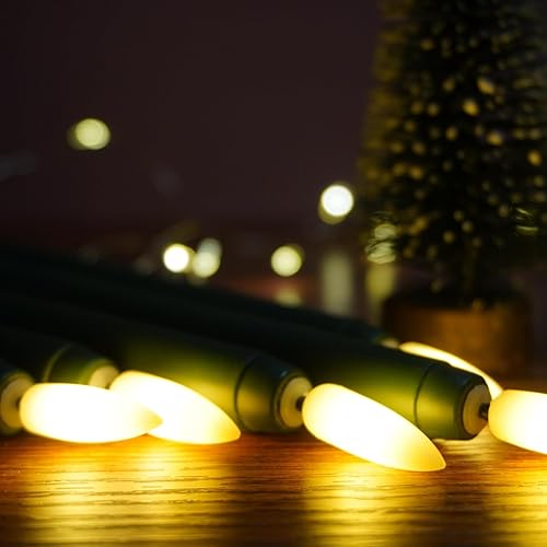 Miniatura 4 de Juego de 12 velas cónicas sin llama verde con temporizador remoto, parpadeantes con pilas, juego de 12