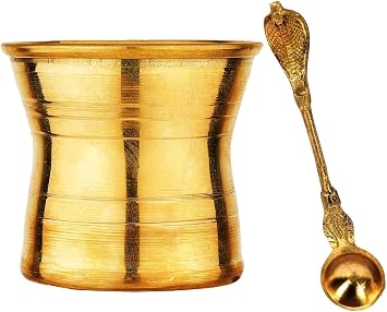 Panch Patra/Lota with Achmani/Palli Spoon Pooja Utensils Item Articles for All Pooja Purpose Pooja Puja Items Kit Decor for Indian Traditional Pooja Decorations Gifts