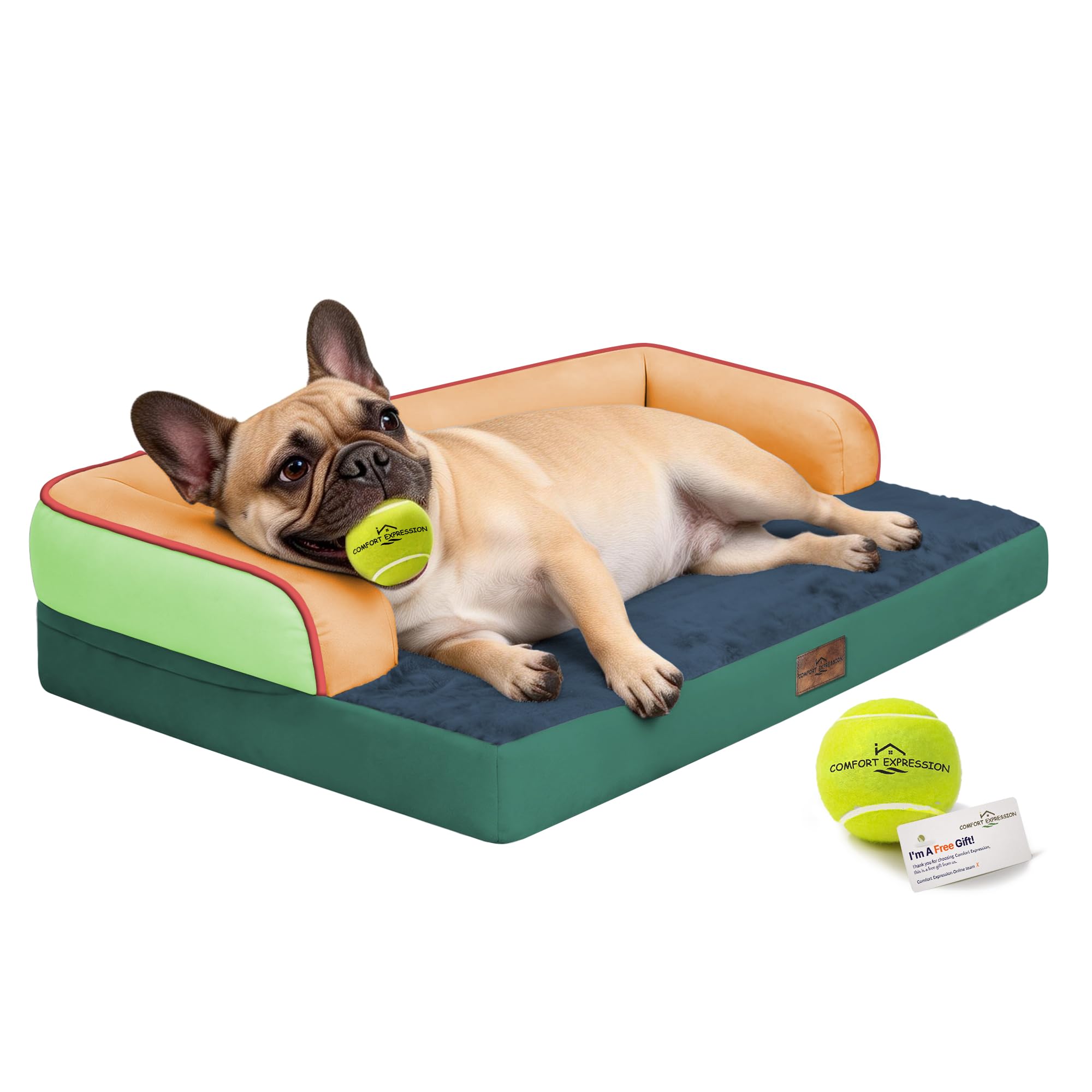 Comfort Expression Washable Dog Bed with Bolster for Medium to Large Dogs