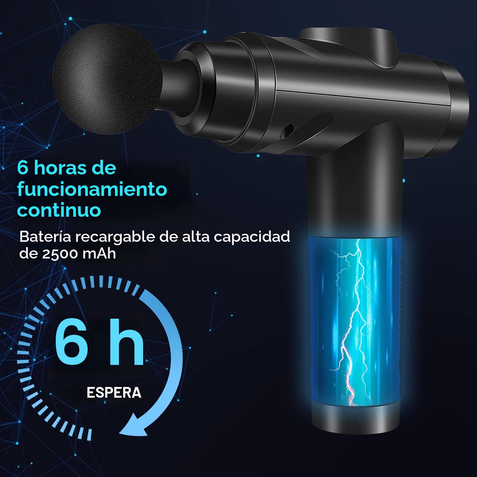 Pistola de Masaje Muscular, Masajeador Profesional con 30 Velocidades para Masaje Profundo, Pantalla Táctil LCD y 10 Cabezales para Espalda, Hombros, Piernas, Regalo para Hombre y Mujer (Negro)