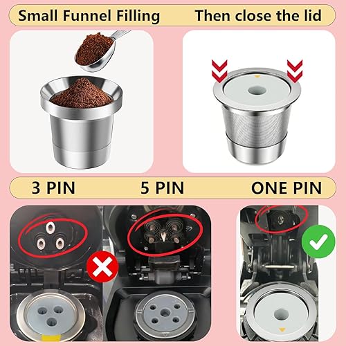 Miniatura 7 de K Cup - Kit de embudo y cápsulas de café reutilizables, de acero inoxidable, reutilizables, compatibles con máquinas de café K 1.0 y 2.0, cafeteras