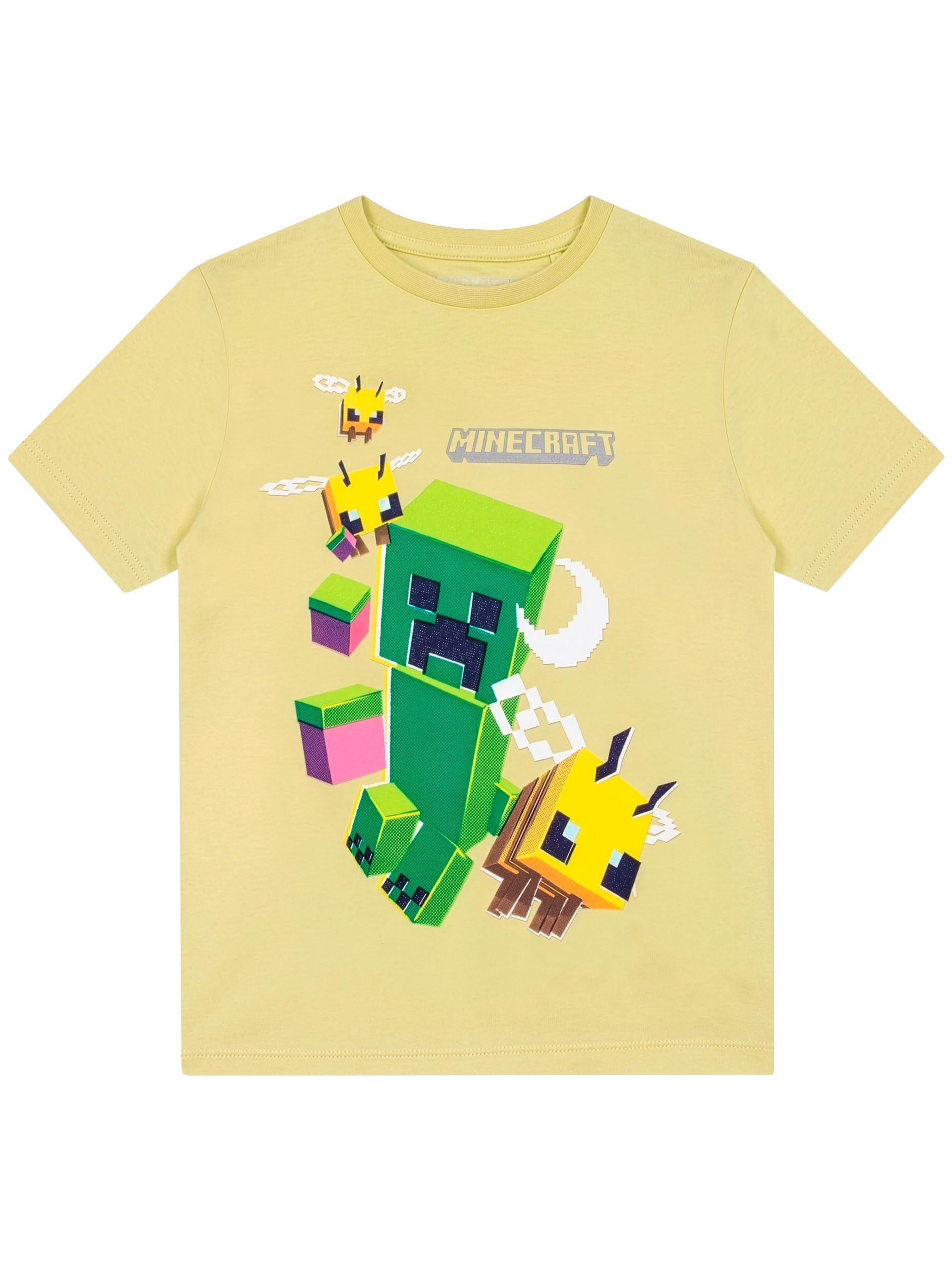 Minecraft Camiseta para Gamers, Camiseta para Niña con Abejas Y Creeper, Camisetas de Manga Corta Niña