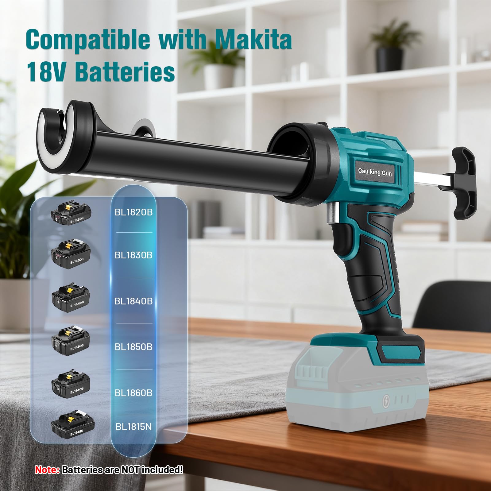 Pistola Silicona Compatible con 18V Makita Batería, Pistola Silicona Bateria de 10 oz/300 ml, Pistola Silicona Electrica Ajuste de 4 Velocidades para llenar y sellar (Sin Batería)
