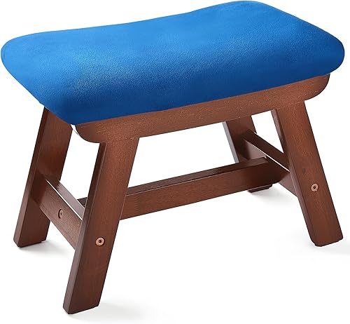 Ablon Taburete pequeño otomano, diseño de madera maciza para mayor comodidad y estilo, para sala de estar, dormitorio y oficina..