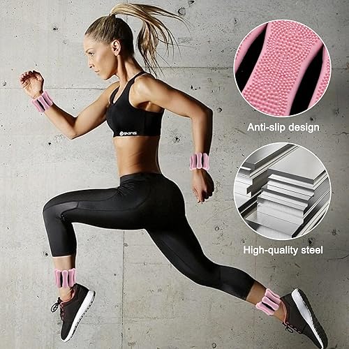 Miniatura 2 de Pesas ajustables antideslizantes para muñeca y tobillo para mujeres-Pesas de tobillo 2 libras1 libra cada pierna para mujeres y hombres
