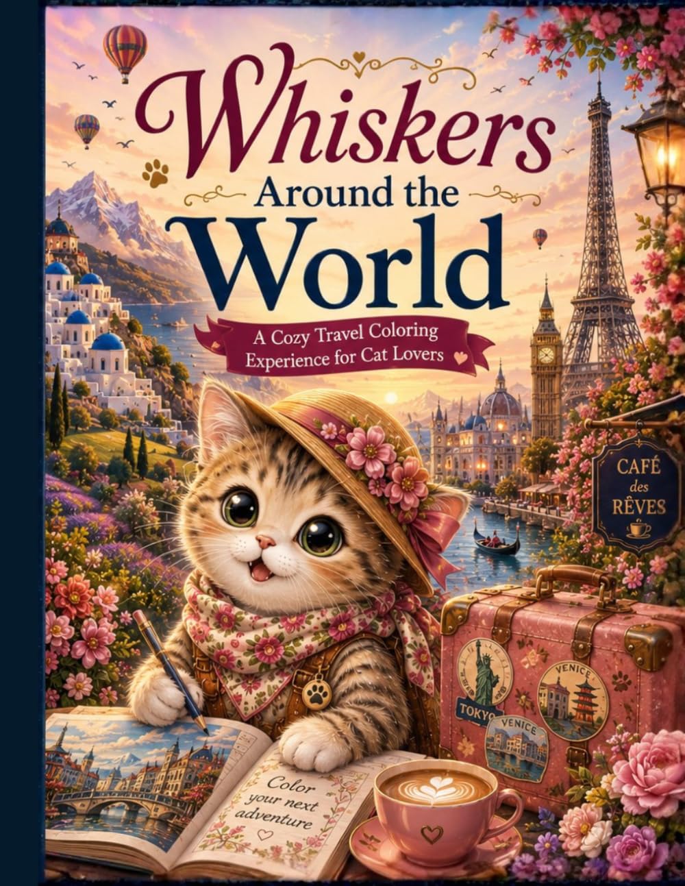 Whiskers Around the World: A Cozy Travel Coloring Experience for Cat Lovers