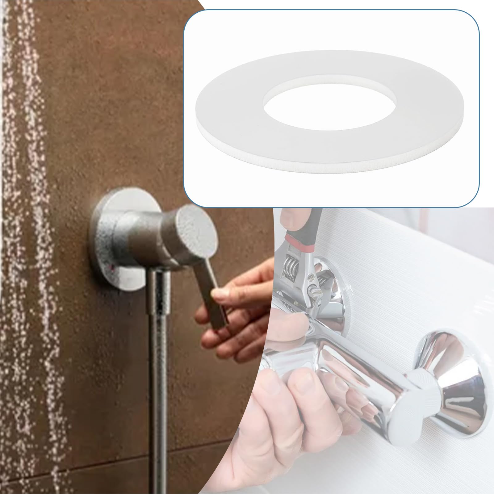 YINETTECH 1pc Kitchen Tap Large Base Repair Washer Aluminium 70 x 35 x 3mm Tap Repair Accessories Flat Washer for Tap Shower Fix Silver - Image 3
