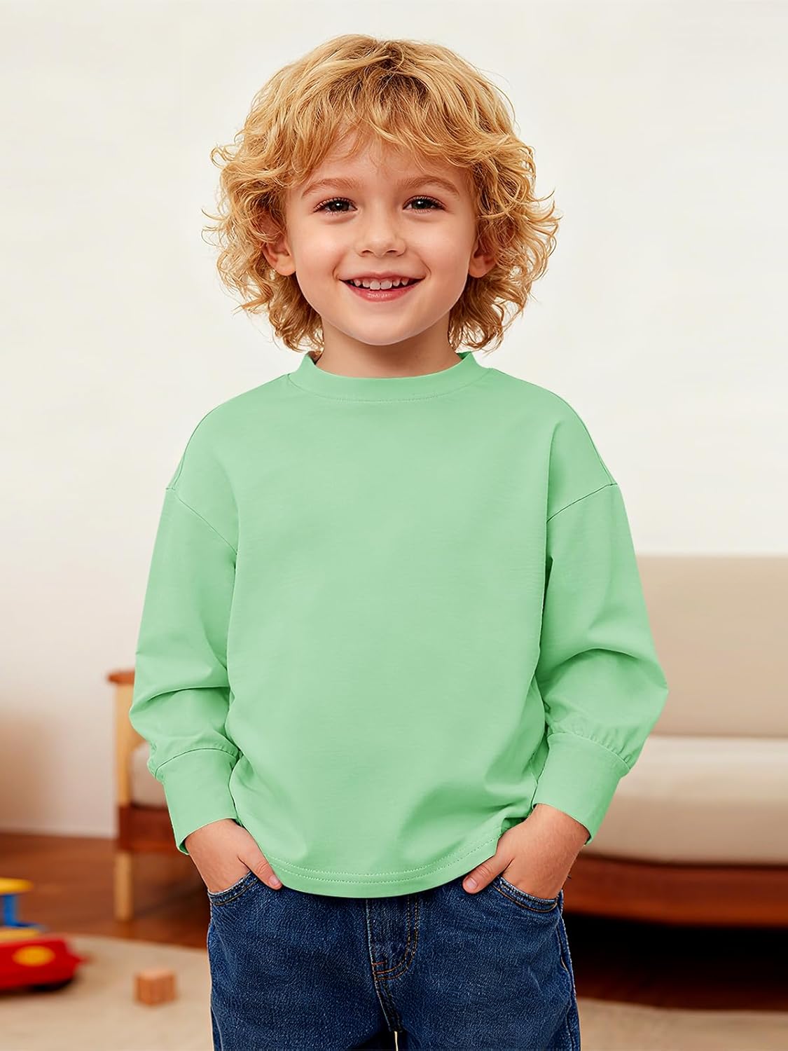 Haloumoning Toddler Baby Boys Long Sleeve Shirt Kids Fall Crewneck Tops Tees Clothes - Image 2