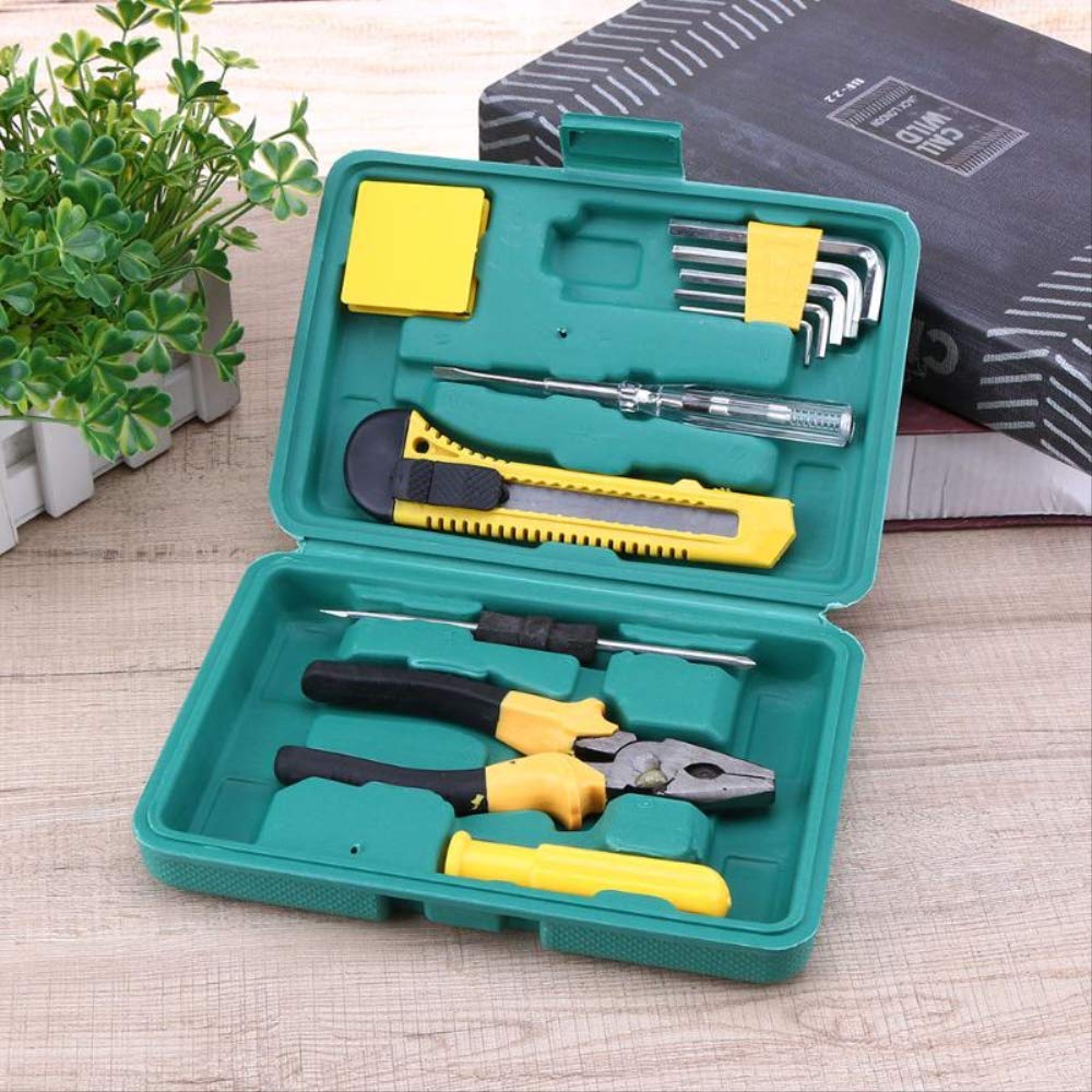 11pcs Kit Di Attrezzi Per La Riparazione Dell'auto Per Uso Domestico Cacciavite + Pinze Per Cavi + Chiave + Cassetta Degli Attrezzi A