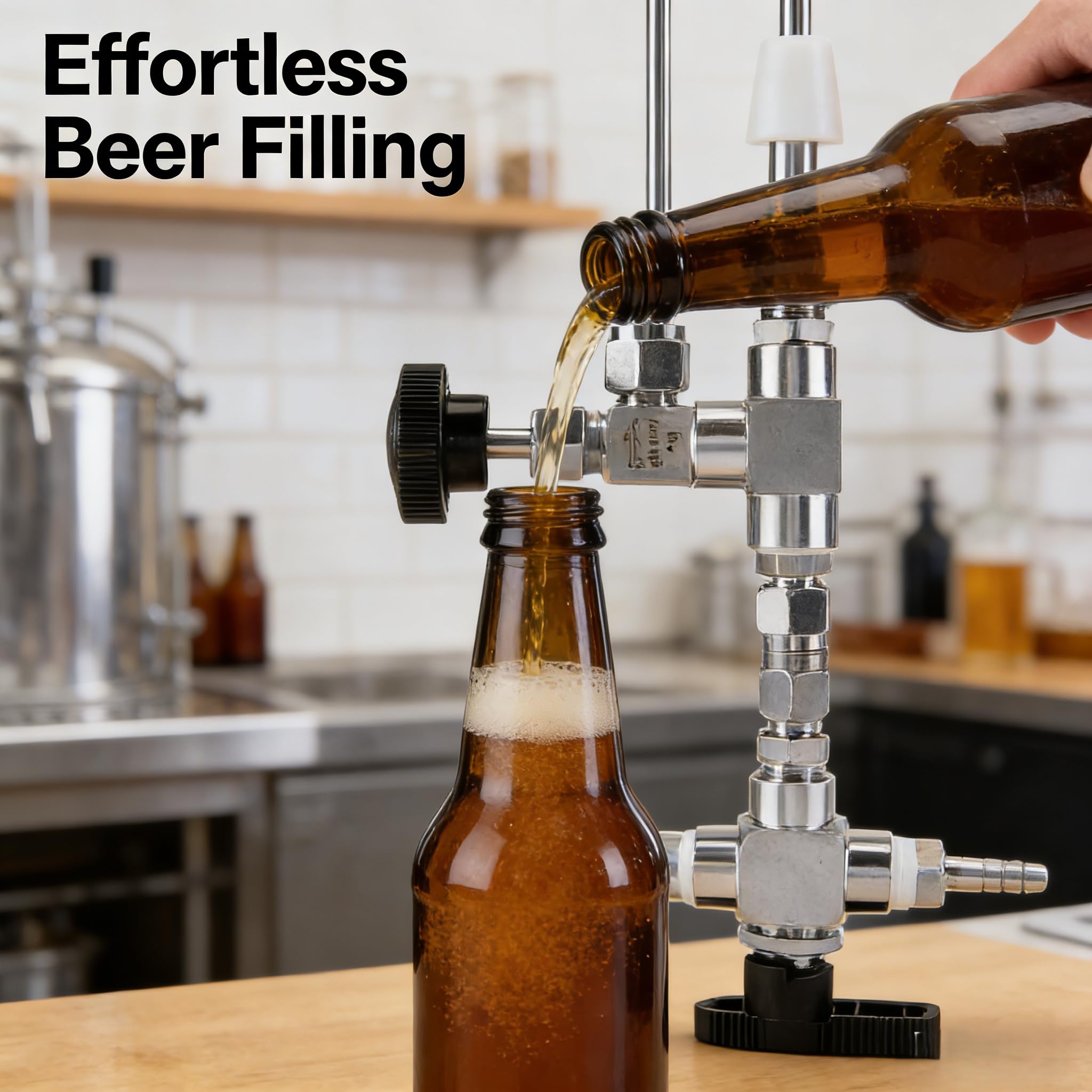 Llenadora de Botellas de Cerveza, 40 cm llenadora de Contrapresión CO2 de Acero Inoxidable 304, Kit de Elaboración de Cerveza Casera con Regulación de Presión, para Bar, Casera Embotellado de Vino