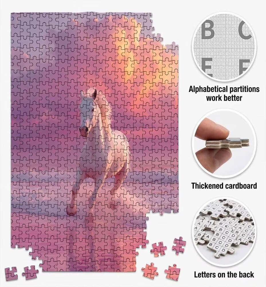 Puzzle 2000, Jigsaw Puzzle per Adulti, Cavallo Bianco Tramonto BLQSBGA6-465 | Puzzle Classici, Impossibile Difficile Sfidanti Puzzles, Puzzle Decorativo per La Famiglia, Come Regalo e Decorazione Pareti