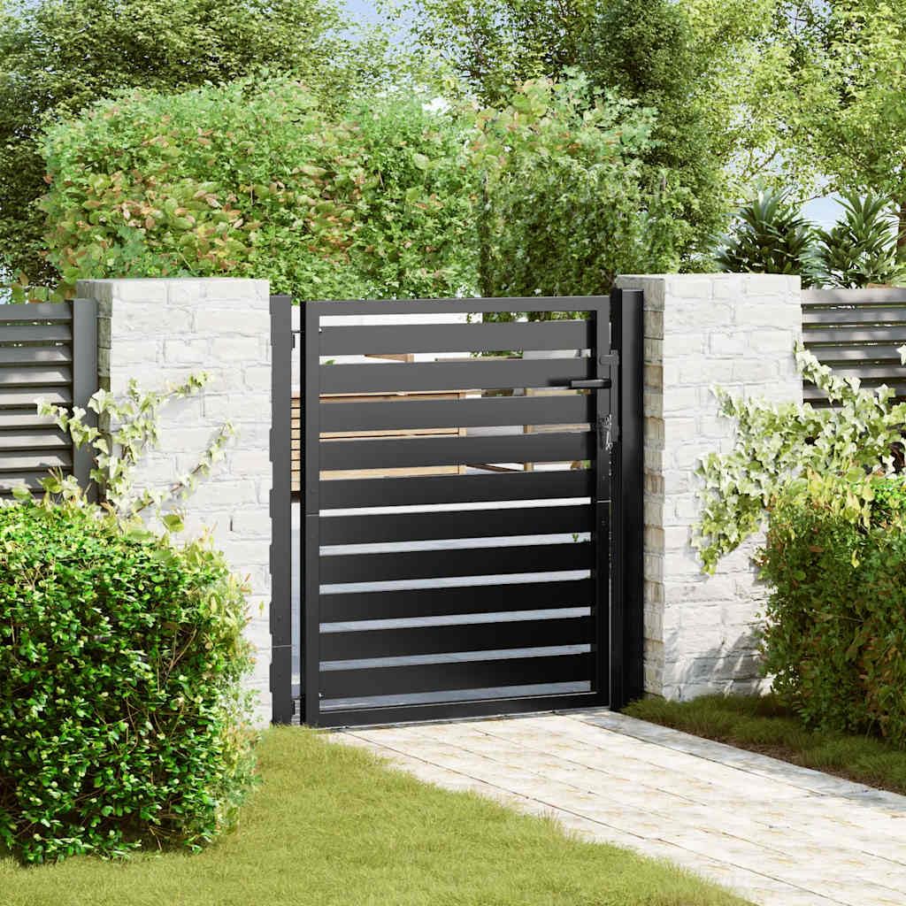vidaXL Puerta de jardín con Cerradura de Aluminio Negra 100x100 cm, Puerta de jardín de Metal, Puerta de jardín Delantera, Puerta de Seguridad