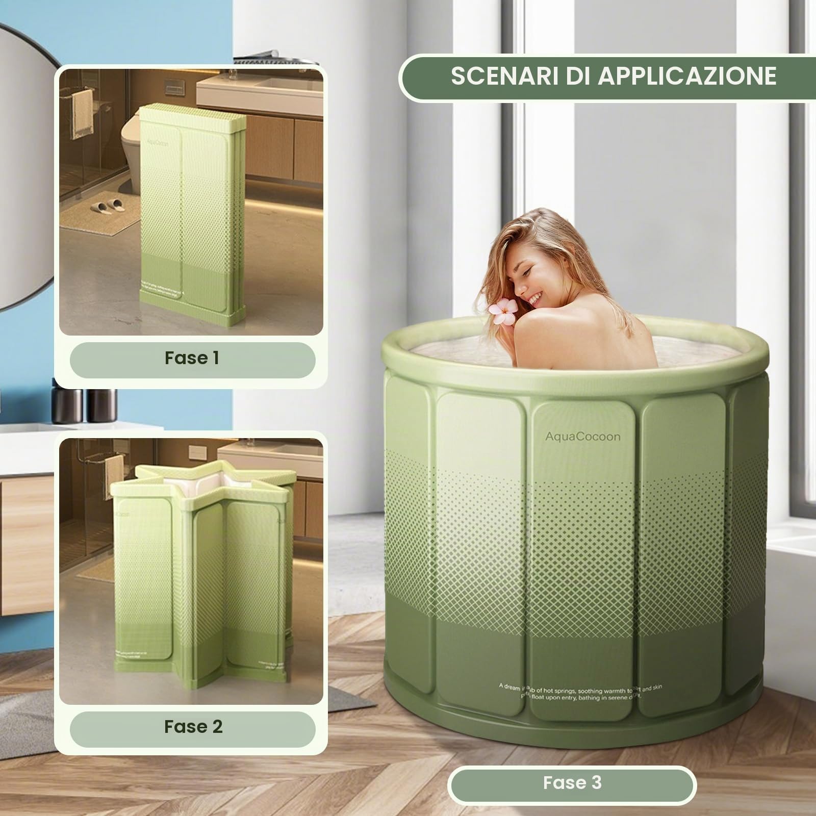 Kiss Me Vasca da Bagno Portatile per Adulti, 65 * 70 cm, Vasca Pieghevole per Adulti, Vasca per Bagno Freddo e Caldo, Vasca Pieghevole con Strato di Isolamento Rinforzato, Vasca da Immersione