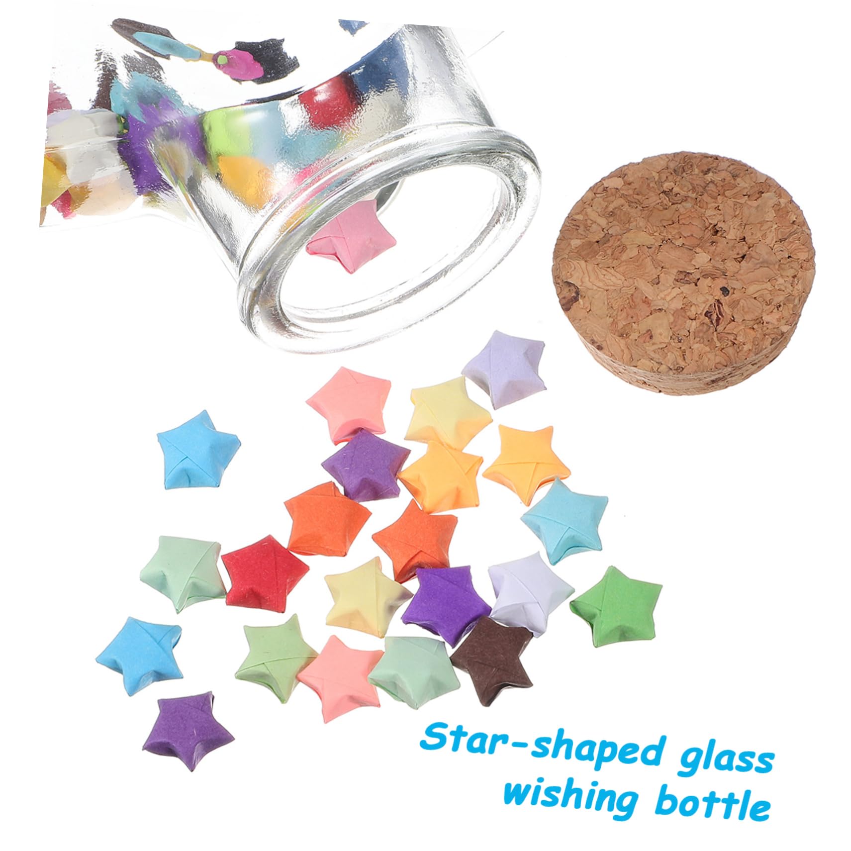 Amosfun 1 Set Glasfläschchen Origami Stern Papier Kit Bunte Papier Sterne Für Handwerk Dekorationen