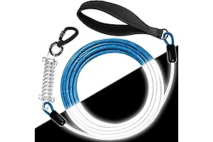 jenico Reflective Chew Proof Dog Leash: Unbreakable Dog Chain with Anti-Shock Absorbing Spring