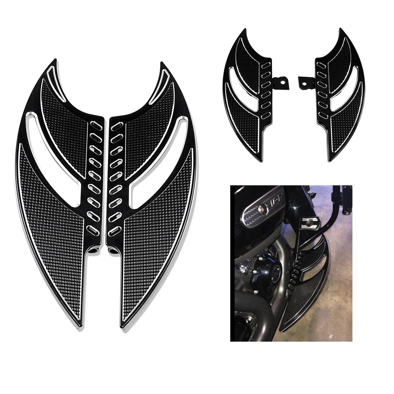 Front Floorboards Driver Rear Passenger Foot Pegs Pedals Set Fit For Harley Touring Electra Glide Road Glide Road King Street Glide