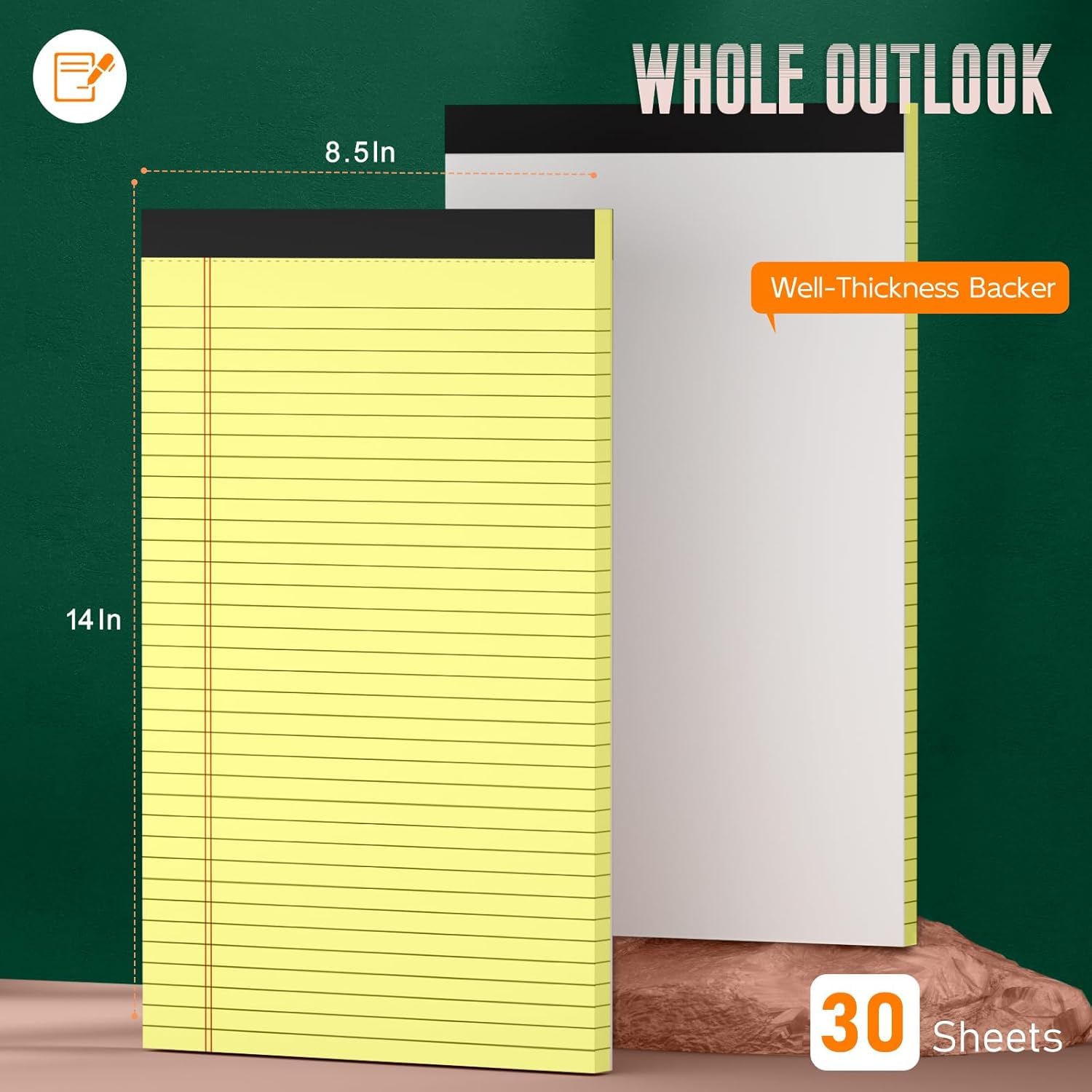 Legal Pads - Blocchi per appunti, 21 x 30 cm, confezione da 10 blocchi a righe larghe, blocco note micro perforato, blocchi di carta stampati a righe su entrambi i lati, 30 fogli per blocco note