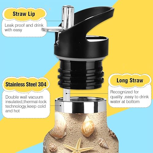 Miniatura 3 de Kids Water Bottle 20 Oz, Kids Stainless Steel Water Bottle for Travel or School, BPA-Free, Seashells Starfish Beach Sand