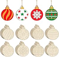 Vista 106 de 80 piezas de adornos de madera de primavera para pintar, 8 estilos de adornos de madera sin acabado para bricolaje, cortes en blanco