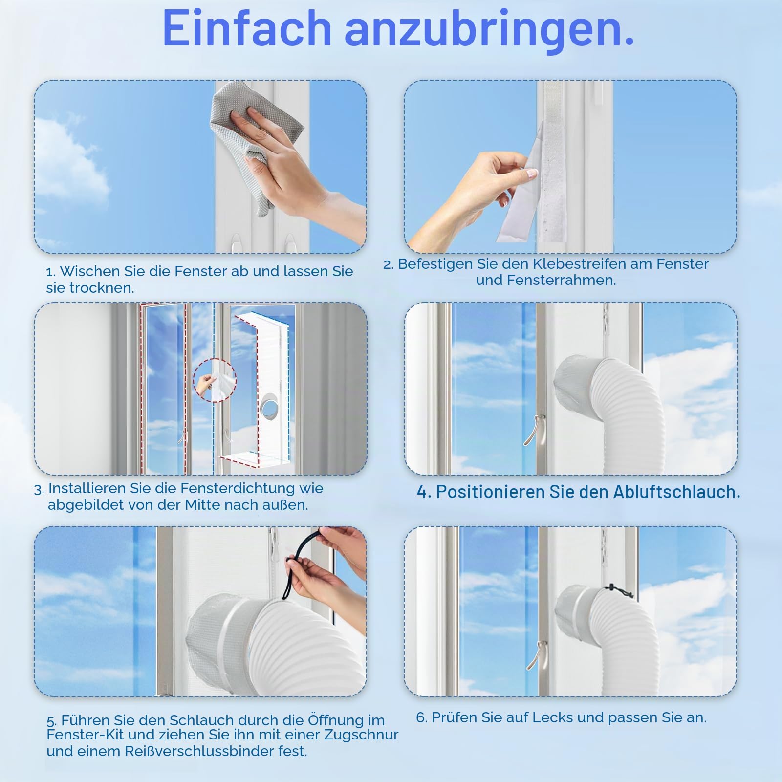 Hon&Guan Fensterabdichtung 300cm für Mobile Klimageräte, Doppelter Reißverschluss Wärmedämmend Wasserdicht Abriebfest Geeignet für fensterabdichtung Klimaanlage Dachfenster, Flügelfenster
