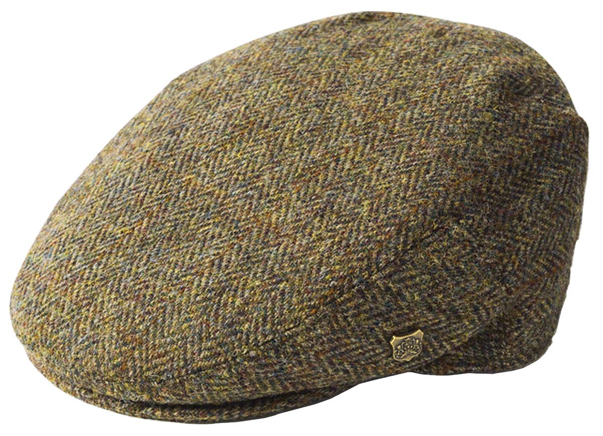 Failsworth Millinery Stornoway Harris Tweed Flat Cap (Latest Version) in Pattern 2013 - Brown, Size: XL (61cm)
