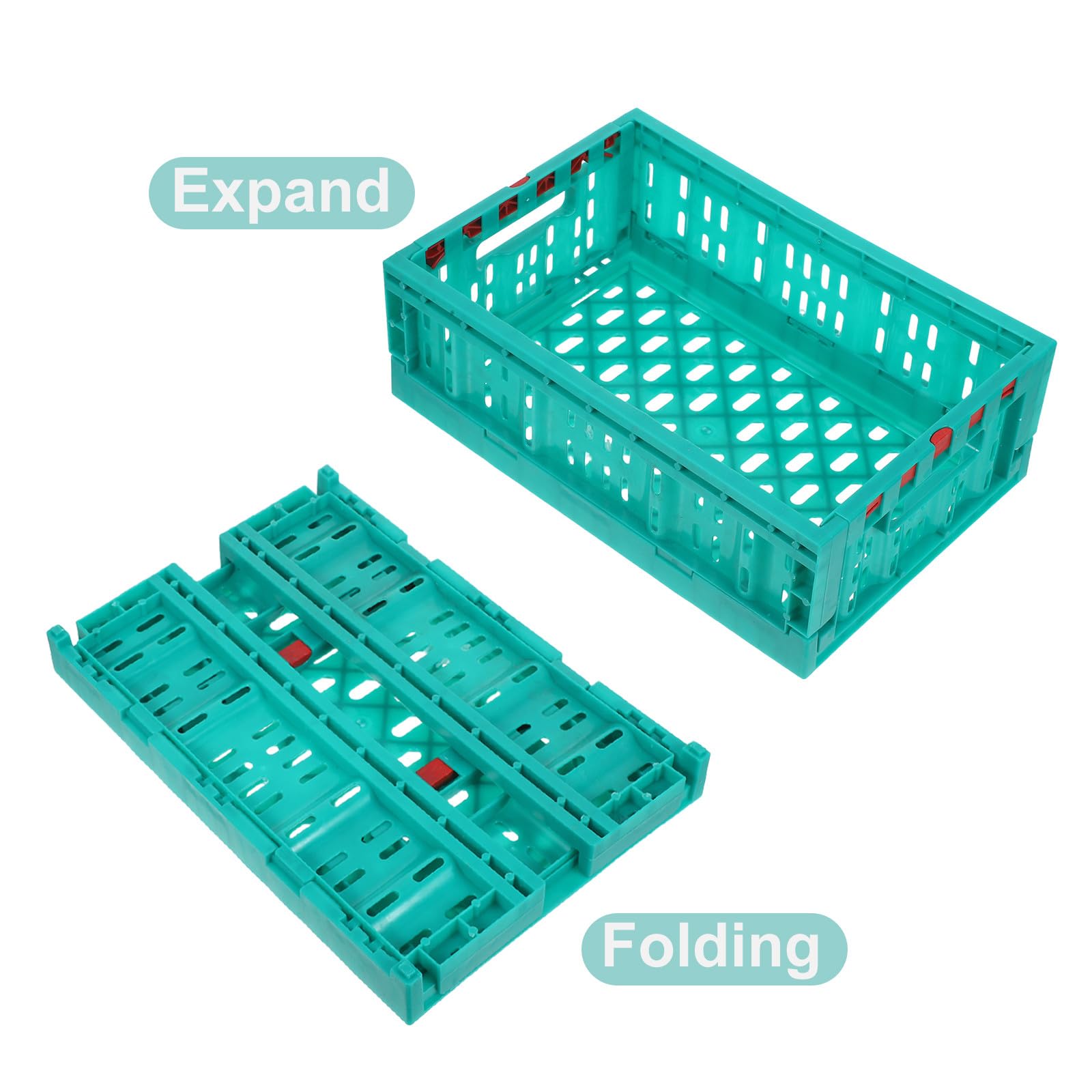 DOITOOL 2 Piezas Cestas Almacenaje Plegables de Plástico, Organizadores de Almacenamiento Transparentes para Cocina, Oficina, Dormitorio, Asas para Transporte y Diseño Ahorrador