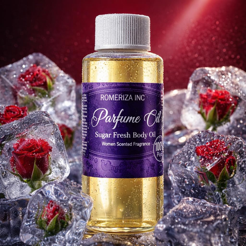 ROMERIZA INC. 4 Fl Oz Sugar Fresh Perfume Body Oil For Women – Our Interpretation Long Lasting Oil-Based Perfume for Skin, Lightweight Daily Wear Scent, Multipurpose Oil