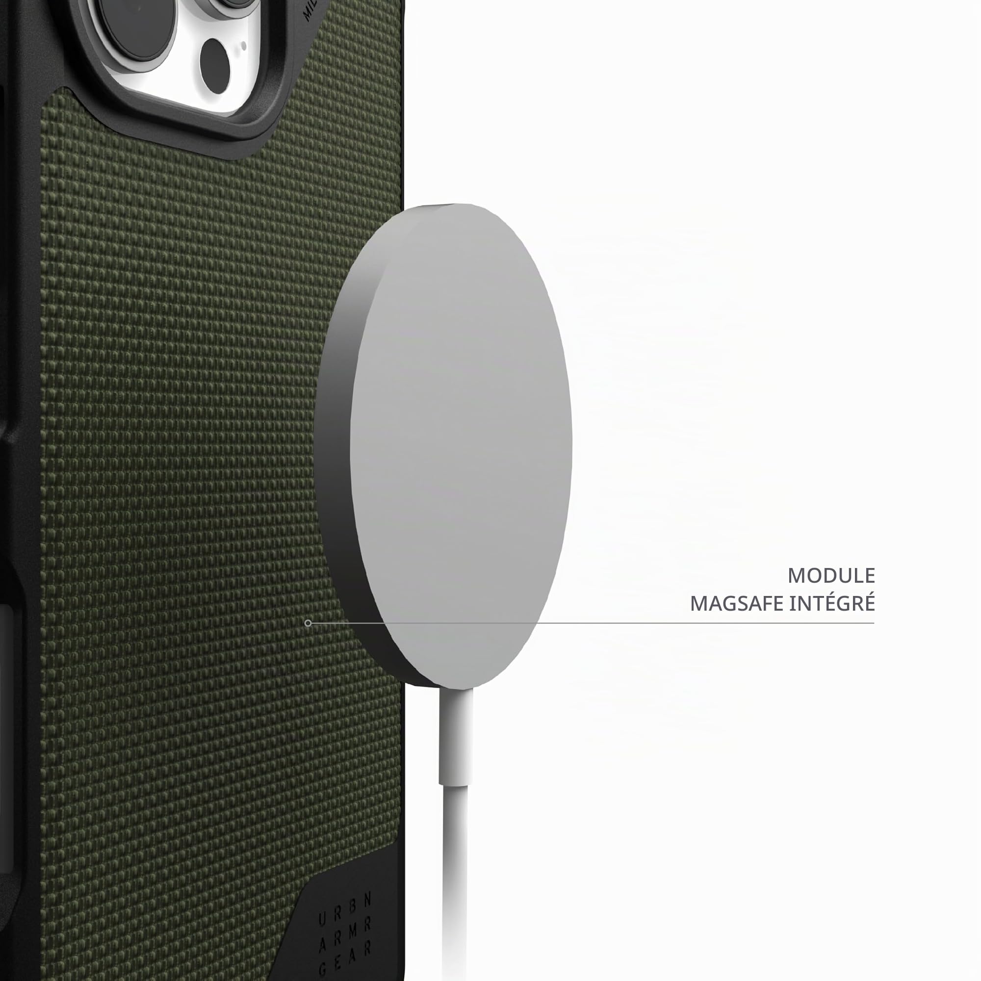 URBAN ARMOR GEAR UAG Coque de protection Metropolis LT solide, anti-chocs, antidérapante de qualité militaire, pour iPhone 16 Pro 6,3", compatible avec le chargement MagSafe, Kevlar olive