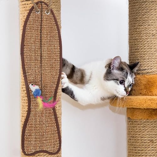 Miniatura 8 de Mipcase Alfombrilla de sisal en forma de pez, juguete de garras para gato, juguete para rascar, rascador de garra de gato, alfombrilla de alfombra