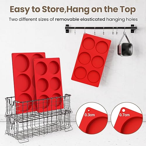 Miniatura 6 de Redfly Moldes de silicona para huevos para sándwiches de desayuno, 2 unidades, antiadherentes de 3 pulgadas para hornear huevos, moldes de silicona