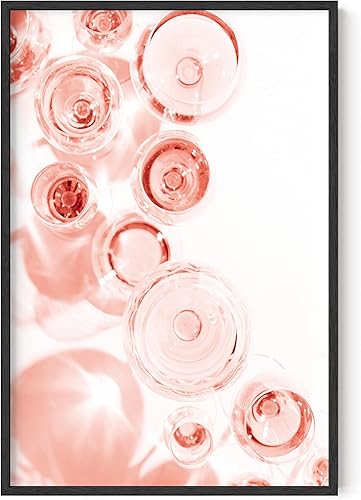 HAUS AND HUES Decoración de pared rosa rubor, flautas de champán, arte de pared rosa para decoración de pared de dormitorio, decoración de