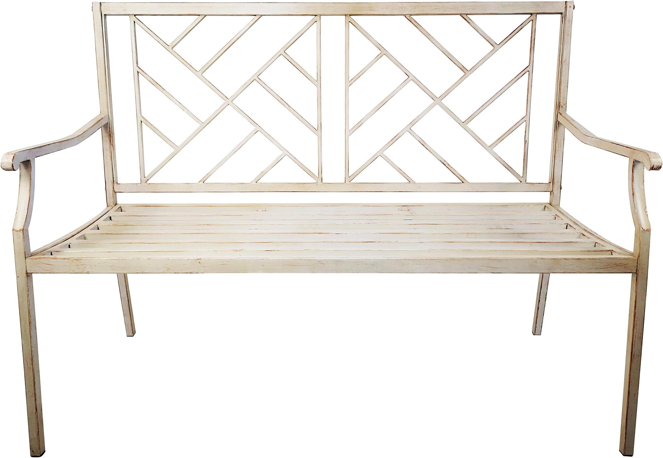 Kanstar Outdoor Bench, Garden or Patio, Steel Metal