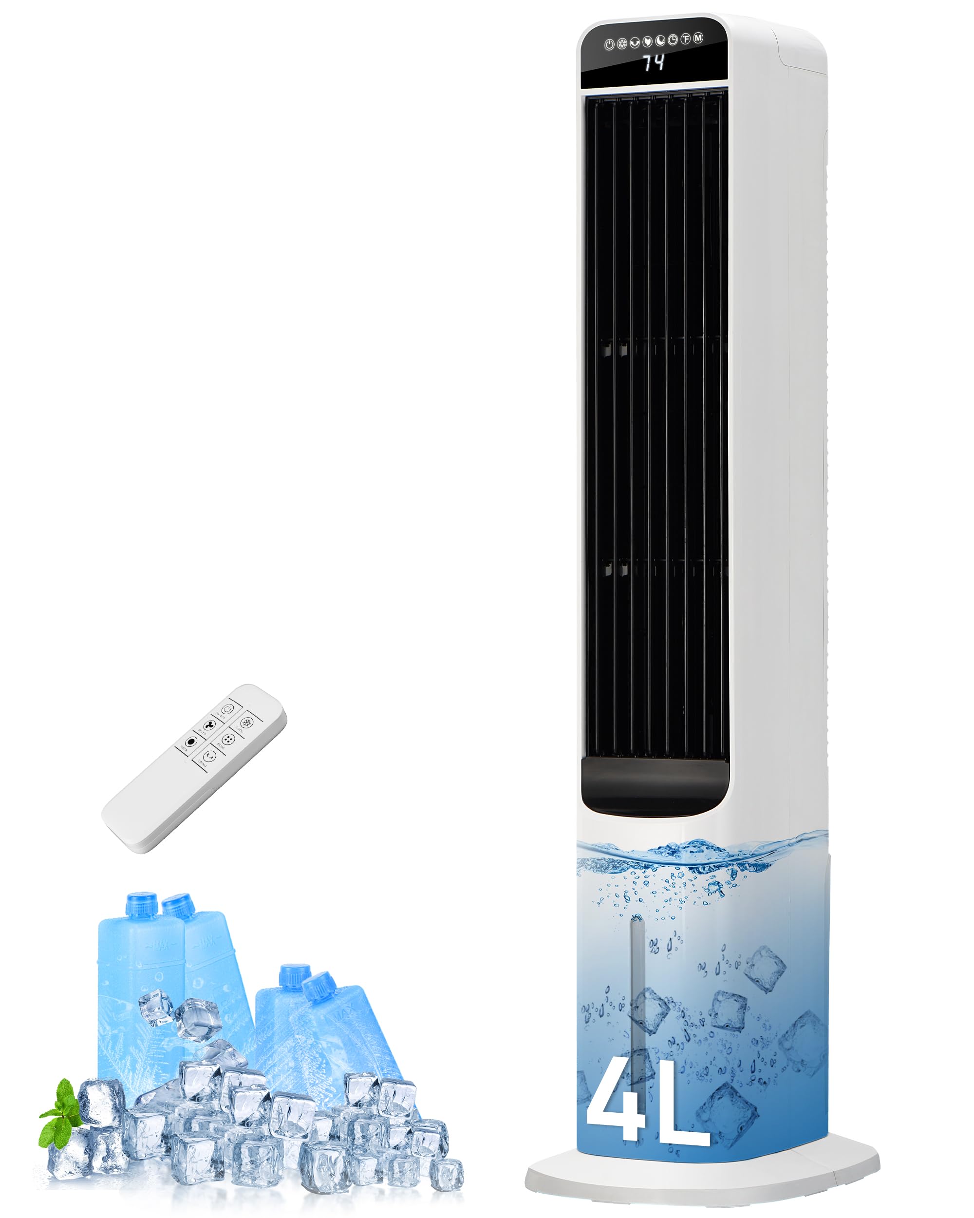 Photo 1 of Uthfy 41 Inch Swamp Cooler Air Conditioner, 3-in-1 Portable Air Conditioners with 4 Modes, 3 Speeds, 120° Oscillation, 4 Ice Packs, Removable Water Tank, Cooling Fans that Blow Cold Air with Remote