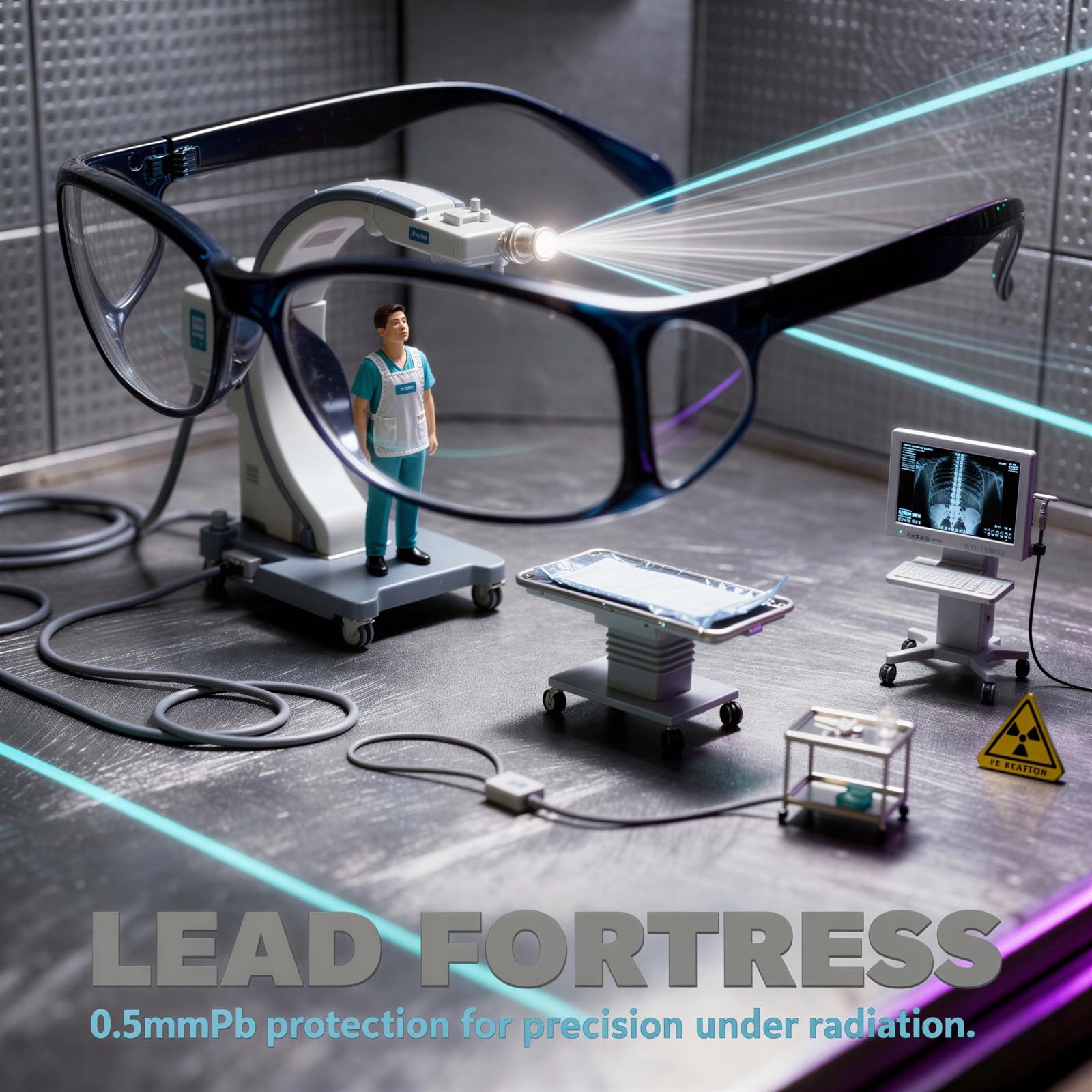 Strahlenschutzbrille mit Pb-Schutz und Seitenschildern, leichte Schutzbrille für Radiologie, Labor und Röntgenraum, komfortabel, mit klarem Sichtfeld und sicherem Halt für den professionellen Einsatz