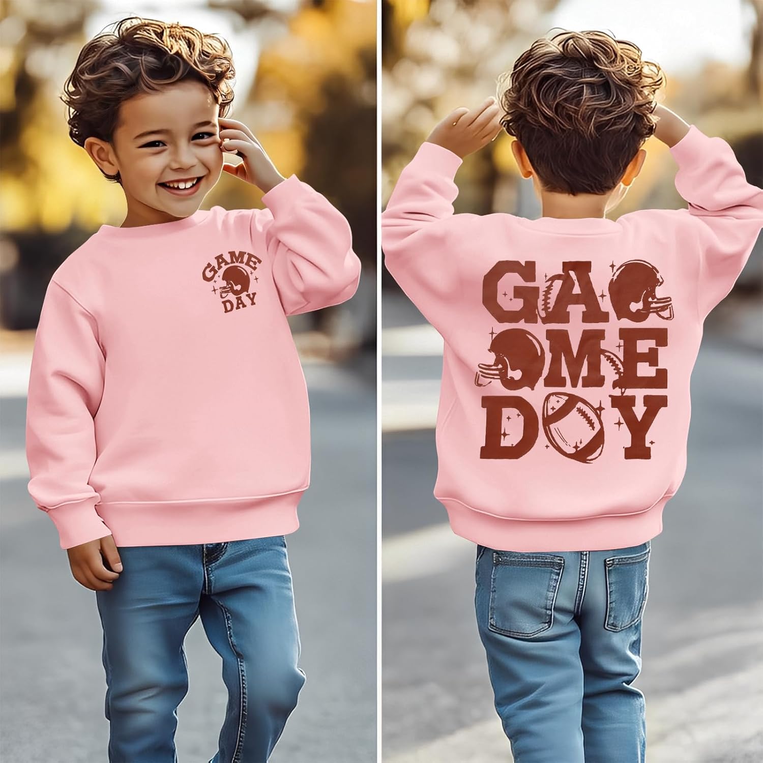 BOUTIKOME Football Game Day Sweatshirt Toddler Baby Girl Boy Football Pullover Long Sleeve Shirt Kid Sport Tops Fans Outfits - Image 5