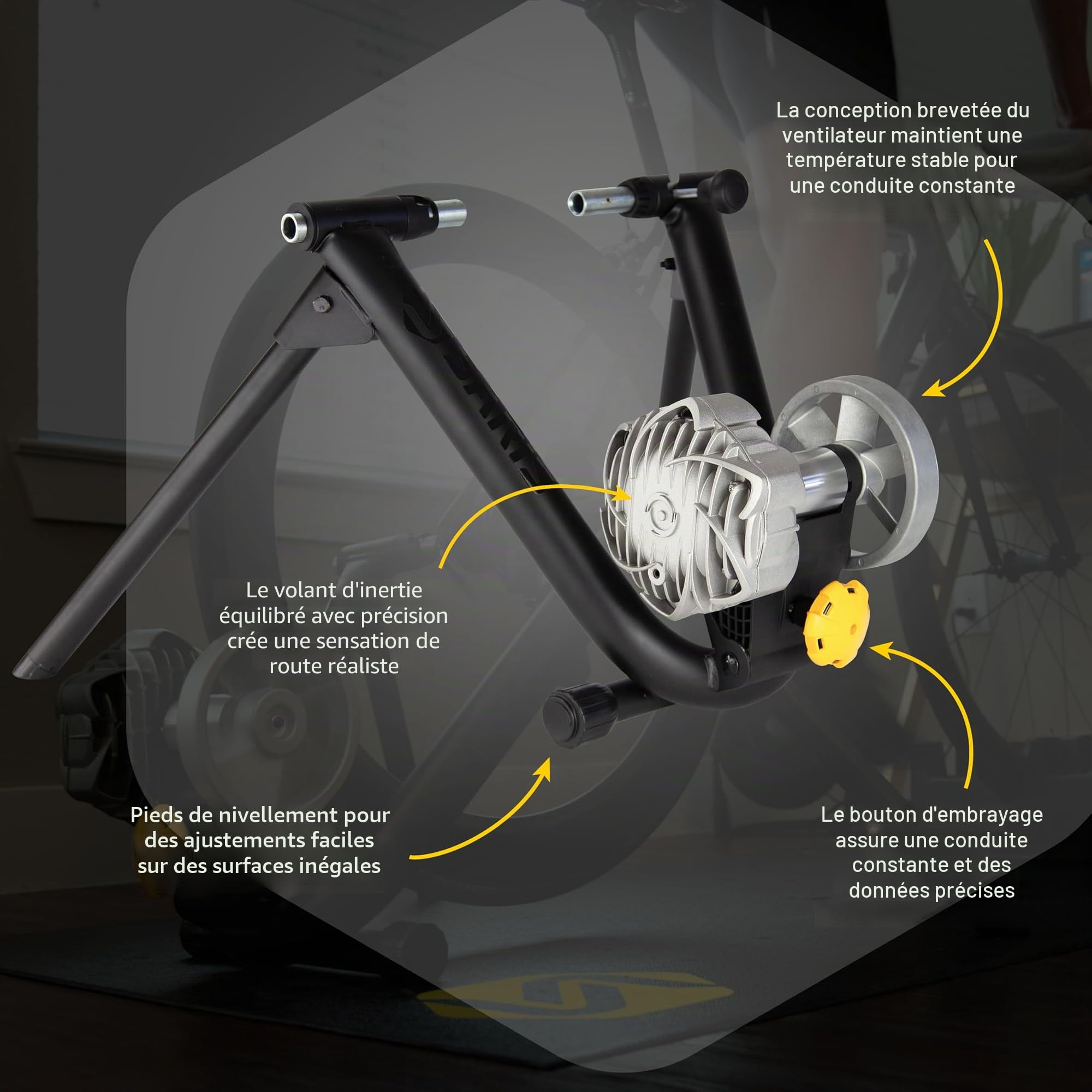 Saris Fluid2 Entraîneur de vélo d'intérieur, Option Intelligente équipée, Convient aux vélos de Route et de Montagne, Compatible avec l'application Zwift
