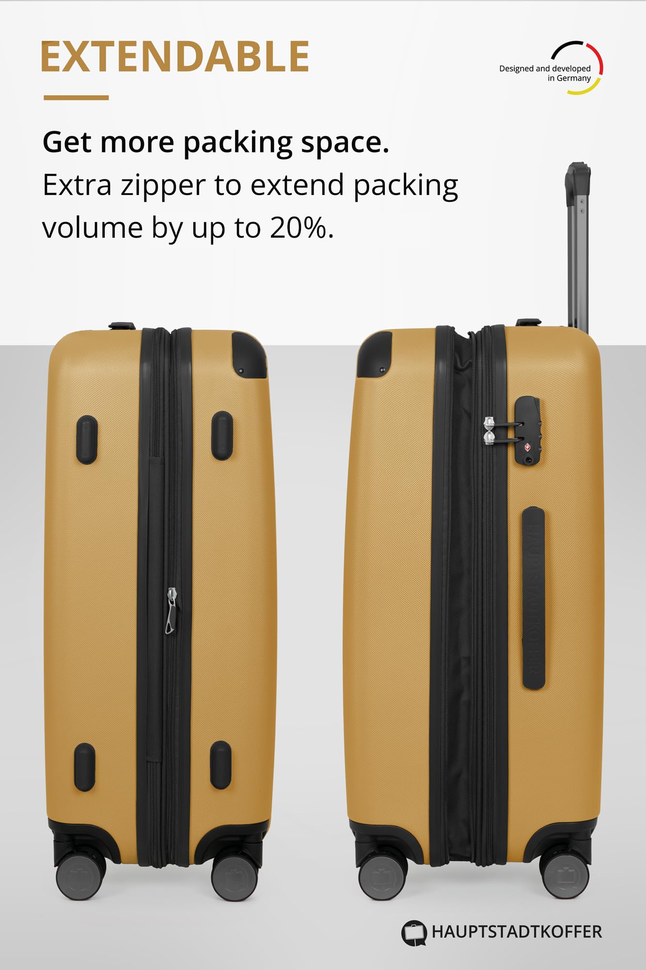 HAUPTSTADTKOFFER - Spree - Maleta rígida, Trolley expandible, Equipaje de Viaje, 4 Ruedas Dobles, TSA, 65 cm, 74 litros, Champán — view 215