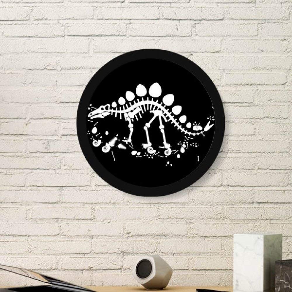Impression d'art Stégosaure avec cadre rond noir et stickers amovibles