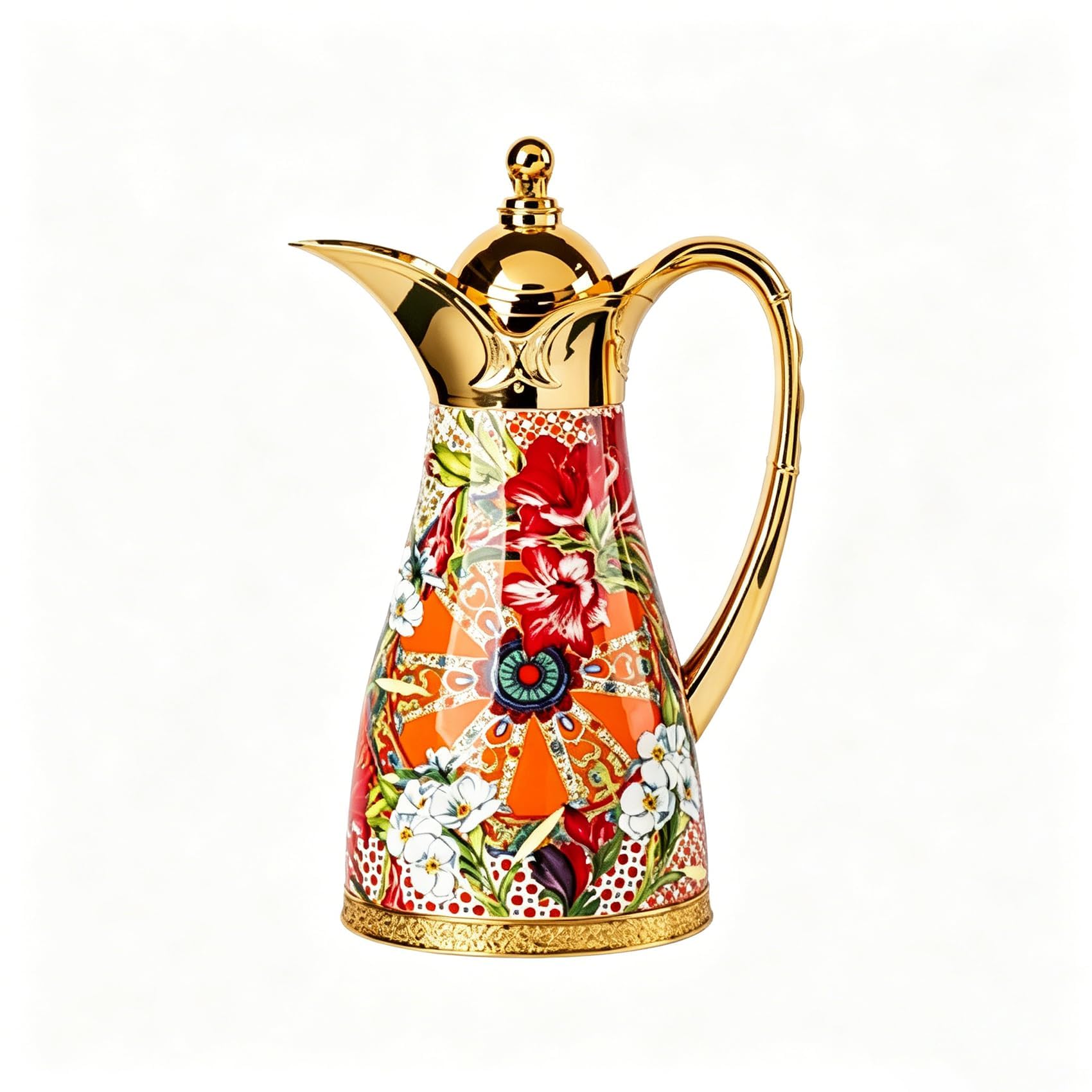 Photo 1 of CABILON 35.5oz French Retro Vacuum Insulated Coffee Carafe, Glass Lined Hot Water Pitcher, Decorative Vintage Flower Pattern, Keep 12h Hot & 24h Cold for Tea, Coffee, Hot Beverages