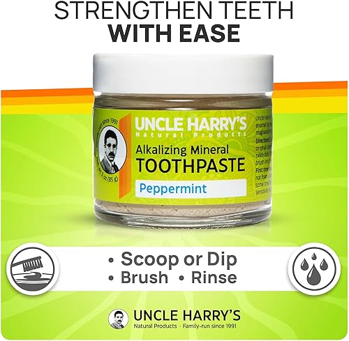 Miniatura 6 de Uncle Harrys Pasta de dientes Remineralizante de Menta  Pasta de dientes blanqueadora natural refresca el aliento y promueve el esmalte  Pasta de