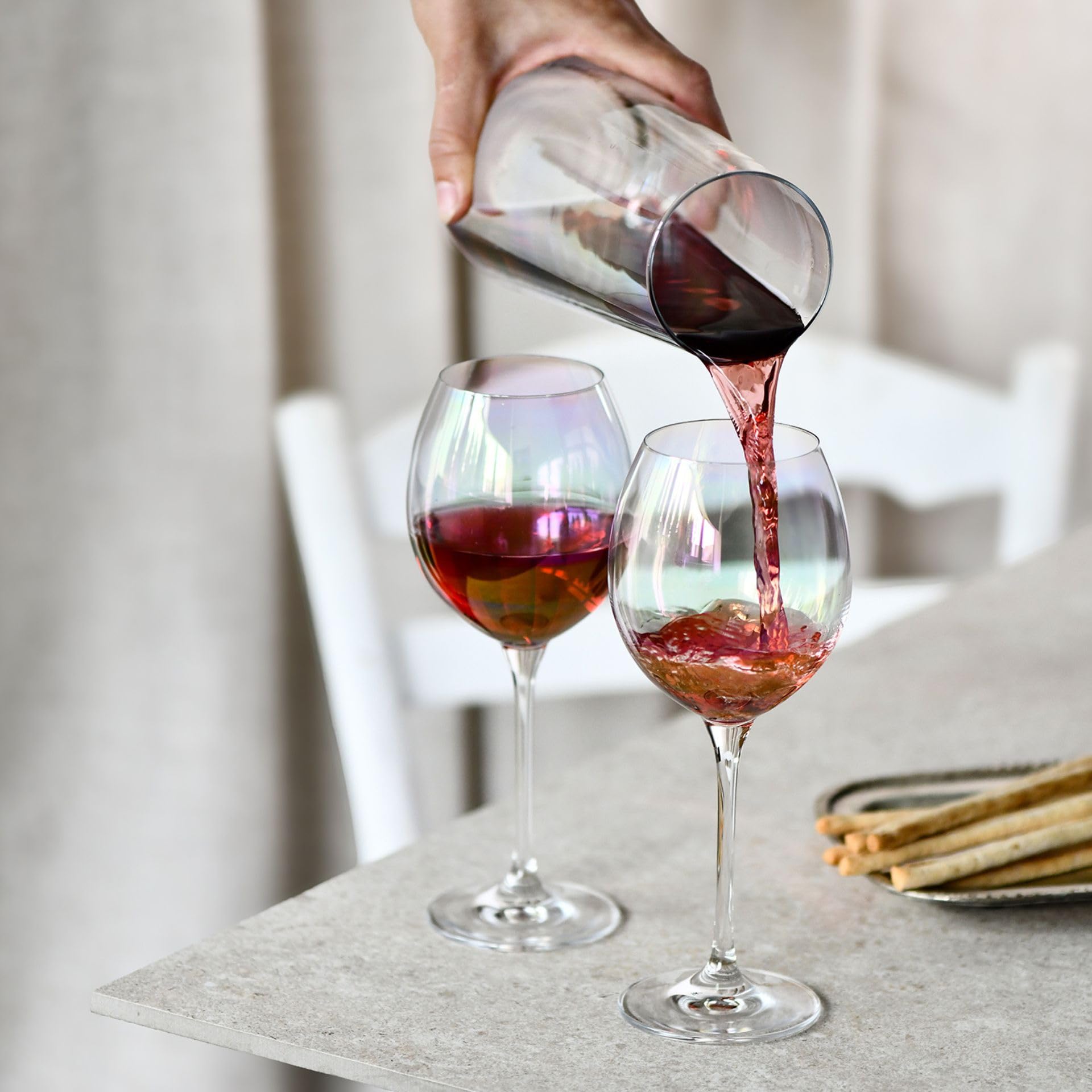 Krosno Venezia Rainbow Calici Vino 380 ml, Set 6 Pezzi, Vetro Cristallo Senza Piombo, Iridescenti Dipinti a Mano, per Vino Rosso e Bianco, Design Unico, Eleganti Idea Regalo