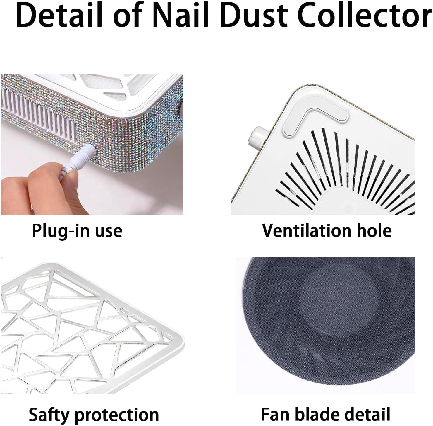Nail Dust Collector, Professional 3500 RPM Nail Dust Collector Vacuum with LED Display, Low Noise Manicure Extractor Dust Suction Machine for Acrylic Nails Polishing, Salon Home Use(White)