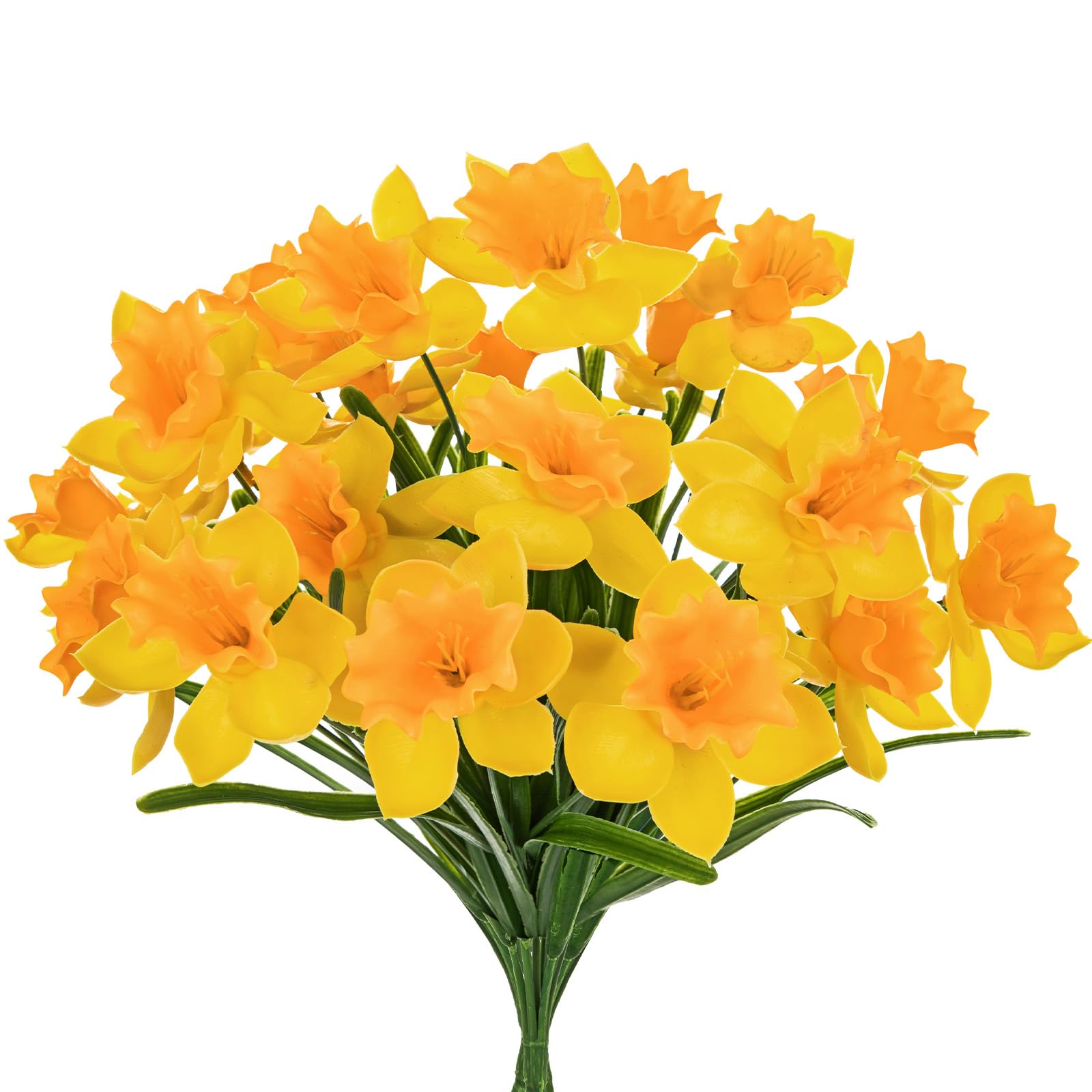 Hollyone 3PCS Yellow Artificial Daffodil Bouquets,38CM Fake Flowers Decorative Faux Flowers, Silk Spring Flowers for Home Decor, Living Room, Floral Arrangement, Bathroom, Kitchen, Garden Decoration